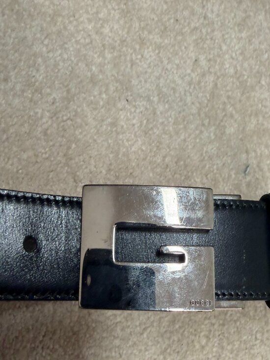 VGUC Gucci Black/Brown Reversible Leather G Logo Belt Silver Hardware Size 70/28 main image 8